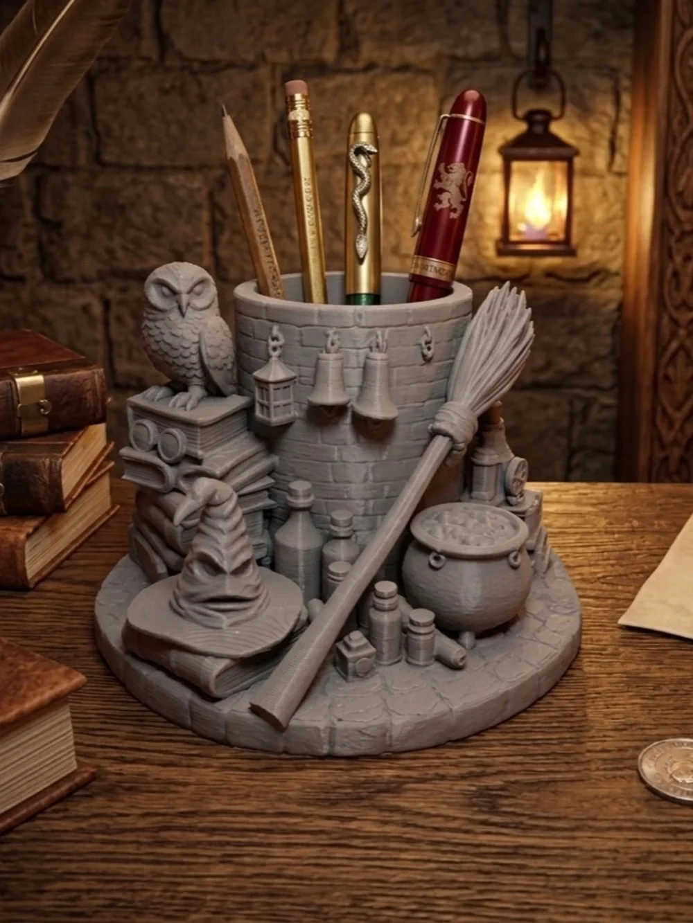 3D Printed  Harry Potter-Themed Pencil pen desk organizer